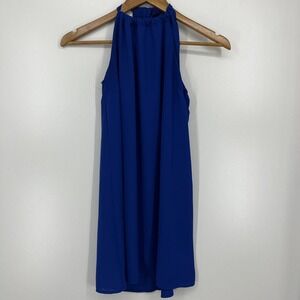 Lulu's Dress Women's XS Blue Halter Breezy Street Mini Polyester Solid